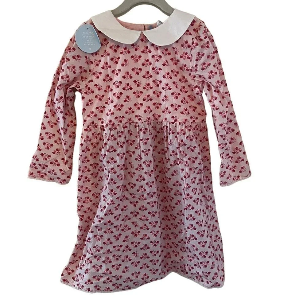 Hill House The Tiny Lottie Dress Pink Spaced Floral Cotton